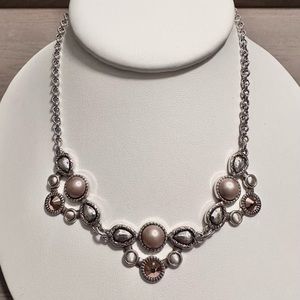Brighton Silver/Rose Bib Necklace
